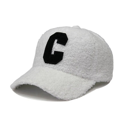 Autumn Winter New Keep Warm Lambswool Basebll Caps Letter C Embroidery