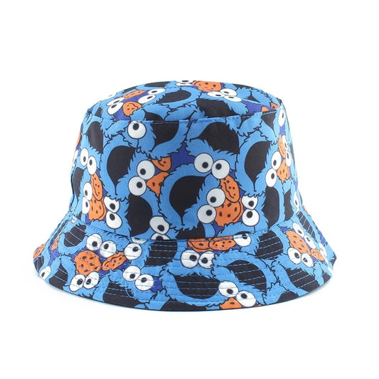 Vintage Printed Fishing Hat Summer Reversible Cartoon Bucket Hats For Women Men