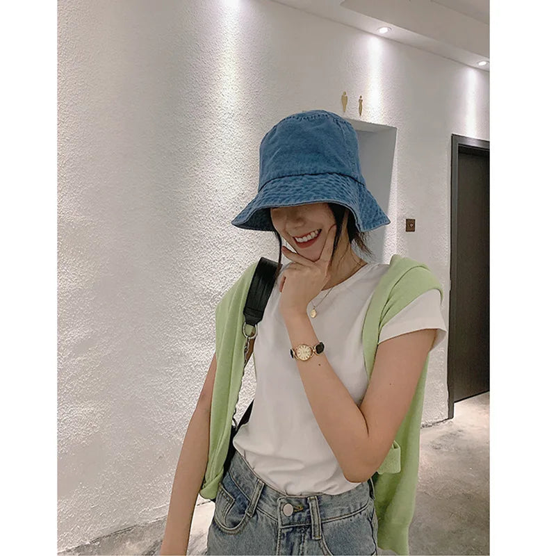 Foldable Fisherman Hat Women Summer Cotton Bucket Hat Men Women