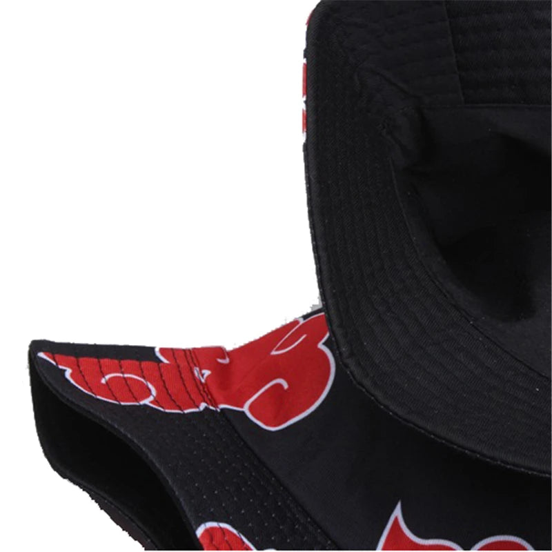 Red Printed Luckey Clouds Dawn Cotton Panama Sun Protection Bucket Hat