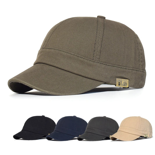 Short Brim Baseball Cap Cotton Men Women