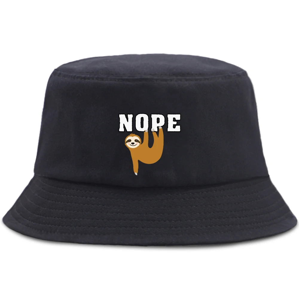Lazy Panda And Sloth Cartoon Print Men Bucket Hats Fashion Cotton Women Panama Hat