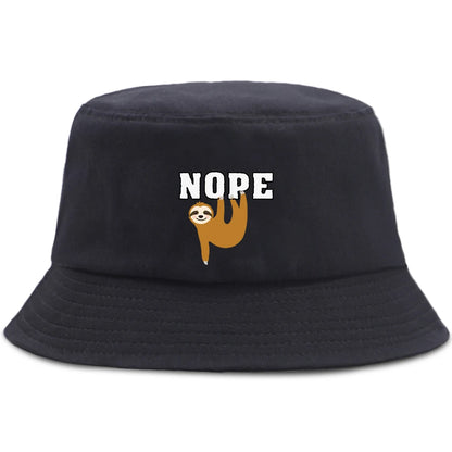 Lazy Panda And Sloth Cartoon Print Men Bucket Hats Fashion Cotton Women Panama Hat