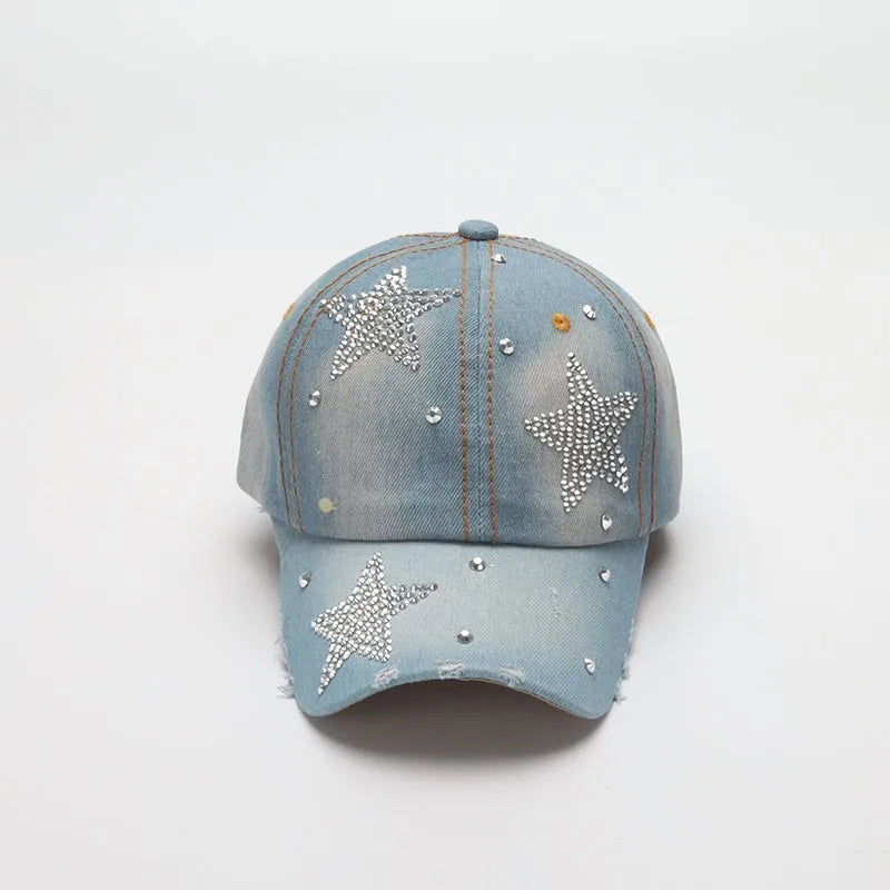 Denim Baseball Cap Summer Fall Sunshade Fashion Star Shinning Cap