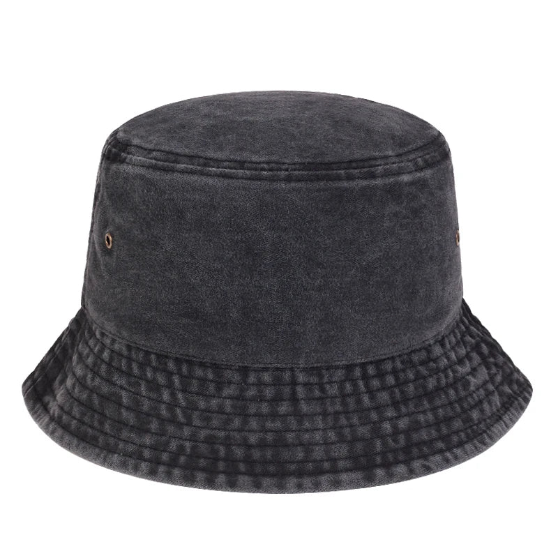 New Foldable Fisherman Hat Washed Denim Bucket Hats Unisex Fashion For Men Women