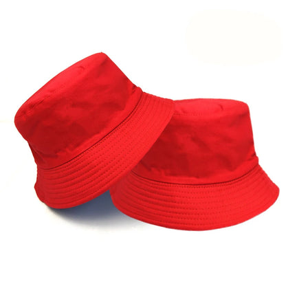Black Solid Dots Bucket Hat Two Side Wear Unisex Simple Bob Caps Men Women