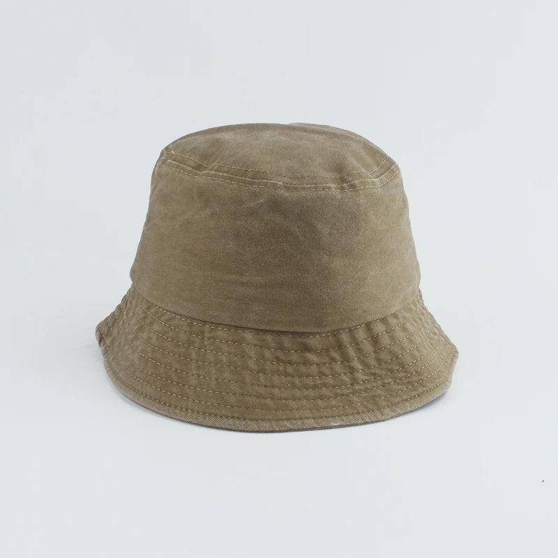 Washed Denim Bucket Hat Kids Wide Brim Cotton Fisherman Hat Girls Boys