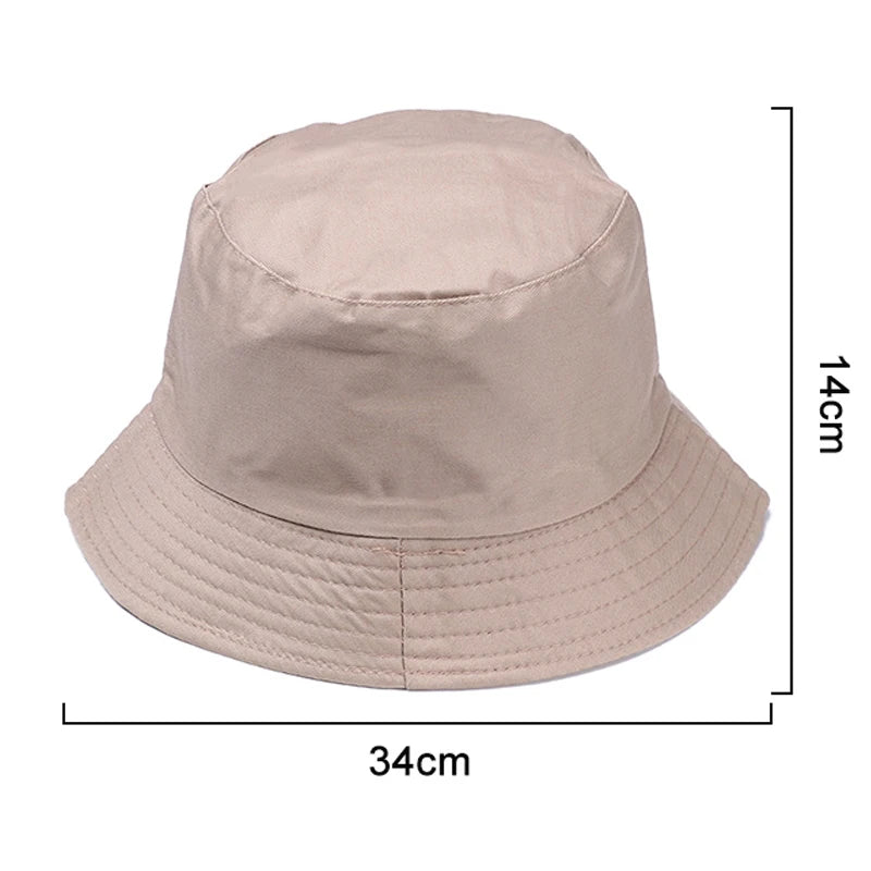 Fashion Cotton Bucket Hats Summer Foldable Sunscreen Panama Hat Solid Color