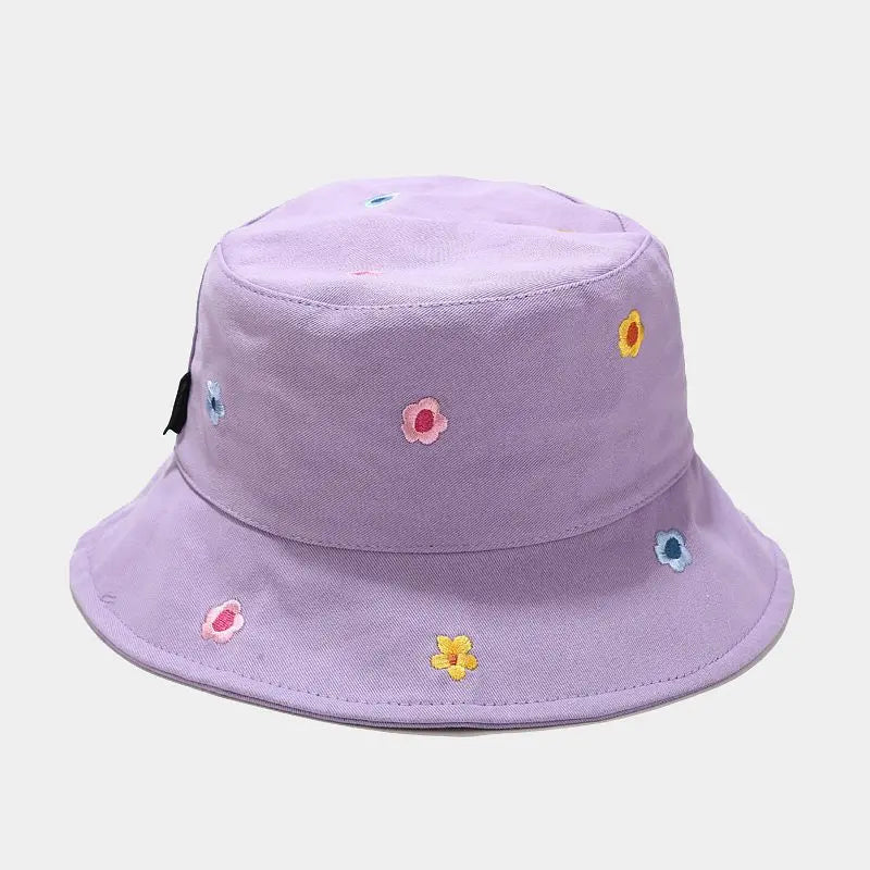 Four Seasons Cotton Flower Embroidery Bucket Hat For Men Women