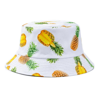 Unisex Bucket Hats Summer Double-Sided Wear Fruit Printing Men Women
