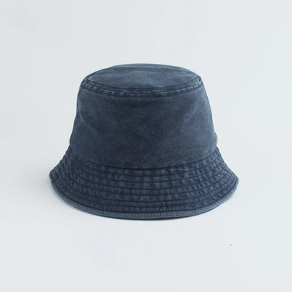 Washed Denim Bucket Hat Kids Wide Brim Cotton Fisherman Hat Girls Boys