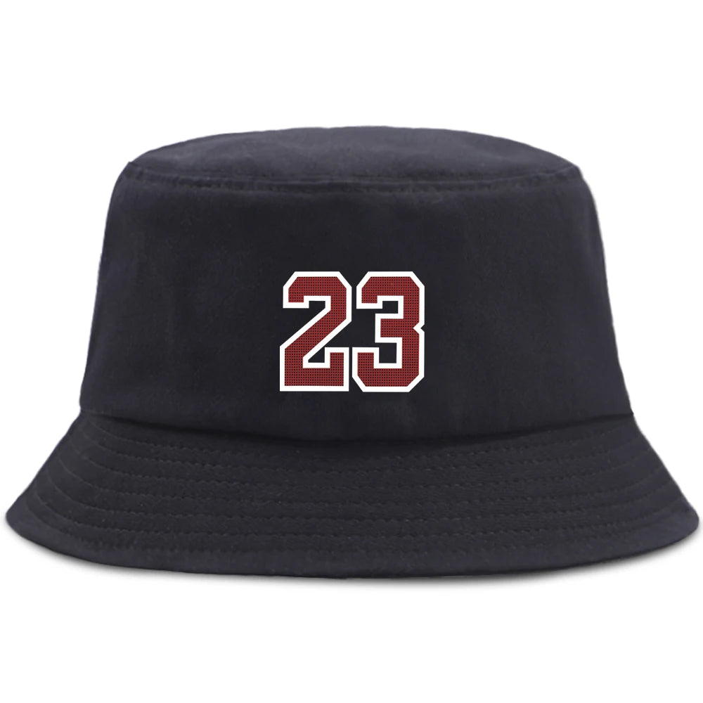 Fashion Letter 23 Print Bucket Hat Unisex Panama Hats Men Women Fisherman Hat