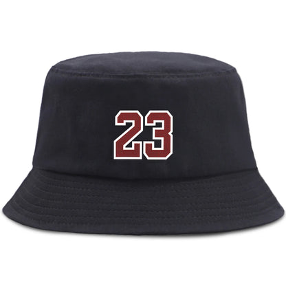 Fashion Letter 23 Print Bucket Hat Unisex Panama Hats Men Women Fisherman Hat