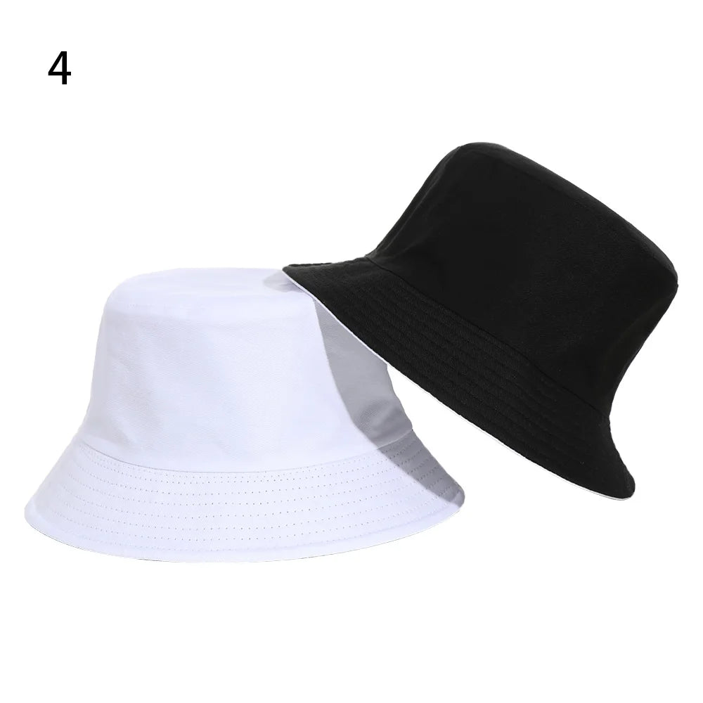 New Double-Sided Bucket Hat Women Men Sun Hat Panama Cap