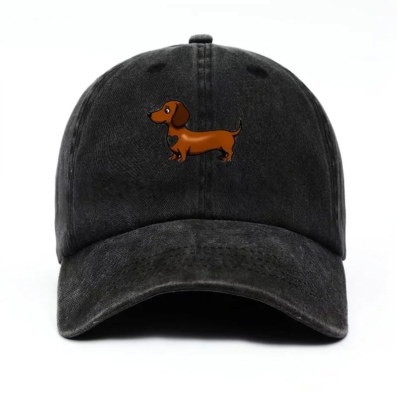 Cute Sausage Dog Pattern Printed Baseball Caps