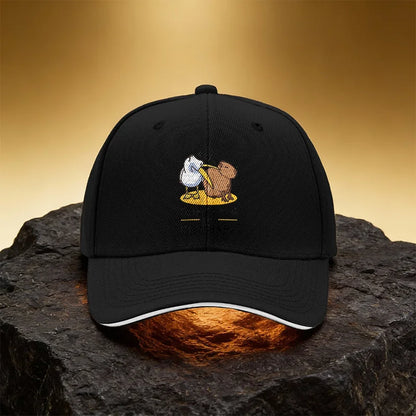 Waterfowl Pecking at a Capybara Illustration Hat Unisex Printed Baseball Cap