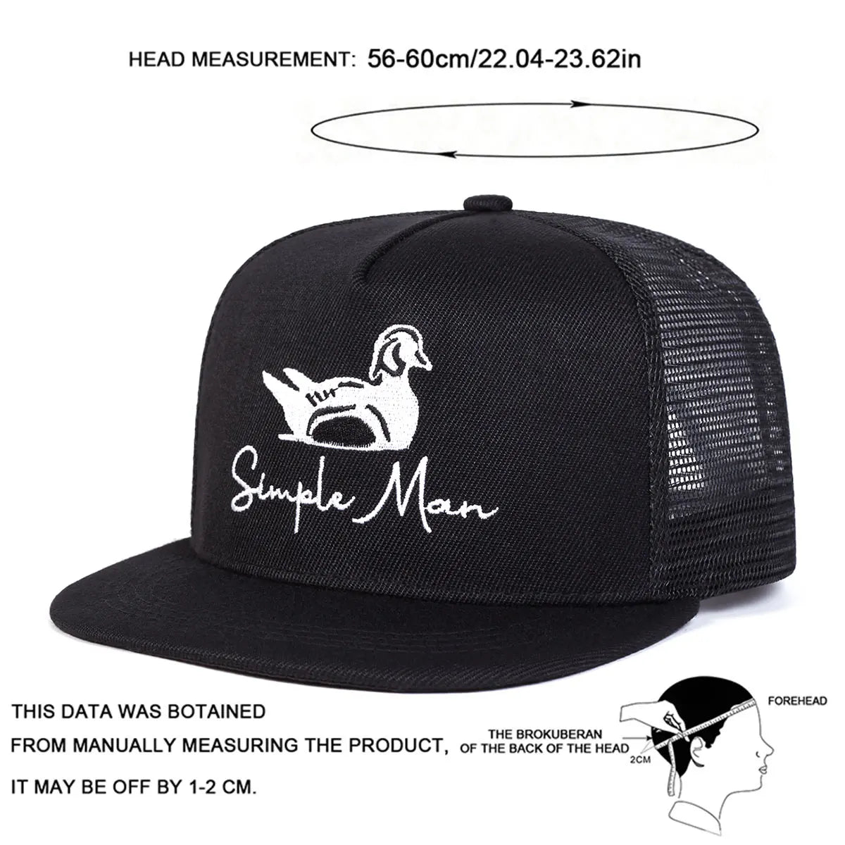 Unisex Simple Man Duck Embroidery Hip-hop Net Hats Baseball Caps Sunscreen Hat Snapback Caps