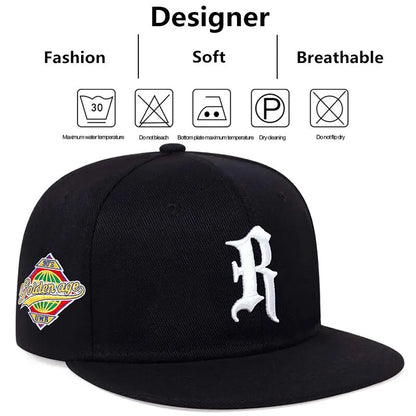 Gothic Letter R Embroidery Hip-hop Hats Snapback Caps Baseball Caps Sunscreen Hat