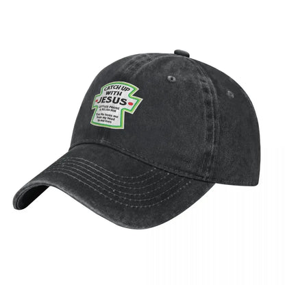 Catch Up With Jesus, Christian, Humorous Denim Hat Baseball Hat