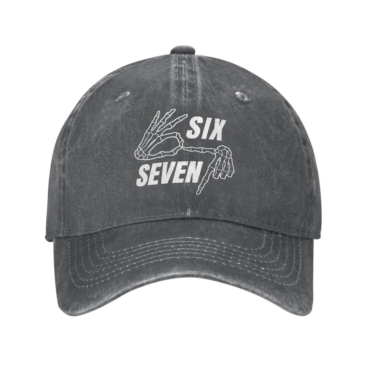Unisex Six Seven 6 7 Meme Funny Skeleton Hands Printed Hats Baseball Cap