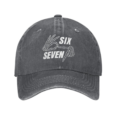Unisex Six Seven 6 7 Meme Funny Skeleton Hands Printed Hats Baseball Cap