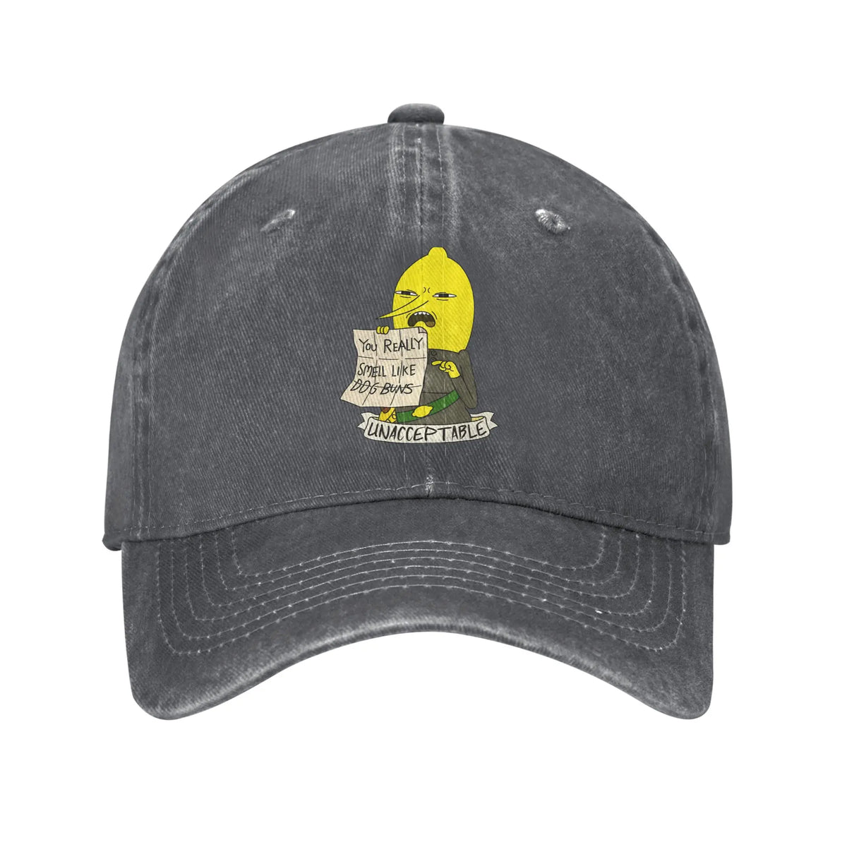 Unisex Lemongrab Printed Hat Fashion Distressed Denim Baseball Cap