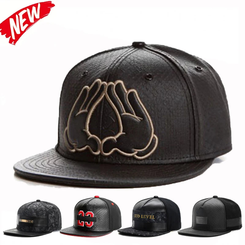 Fashion Brand Leather Cap Snapback Caps for Men Women