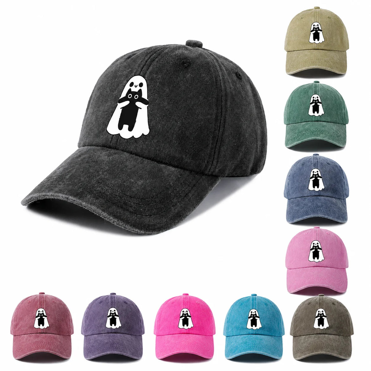 Ghost In Necktie Graphic Baseball Cap