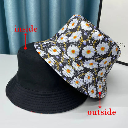 2024 New Bucket Hats Letter Embroidered Double-sided Fisherman