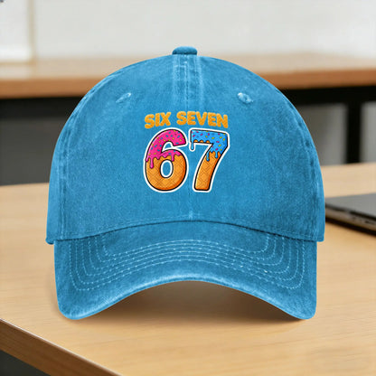 Six Seven Ice Cream Drip Gen Alpha Slang Funny 6 7 Meme Casual Baseball Cap