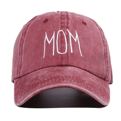 DAD MOM Embroidery Baseball Caps Vintage Washed Denim Baseball Hats
