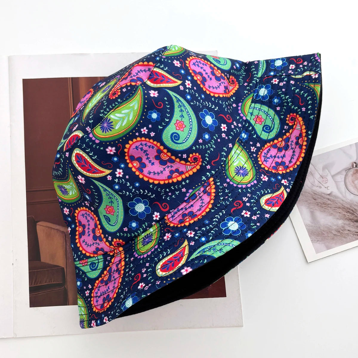 Style Bucket Hat Fisherman Hats Leaf Pattern Panama Cap Caps For Men Woman