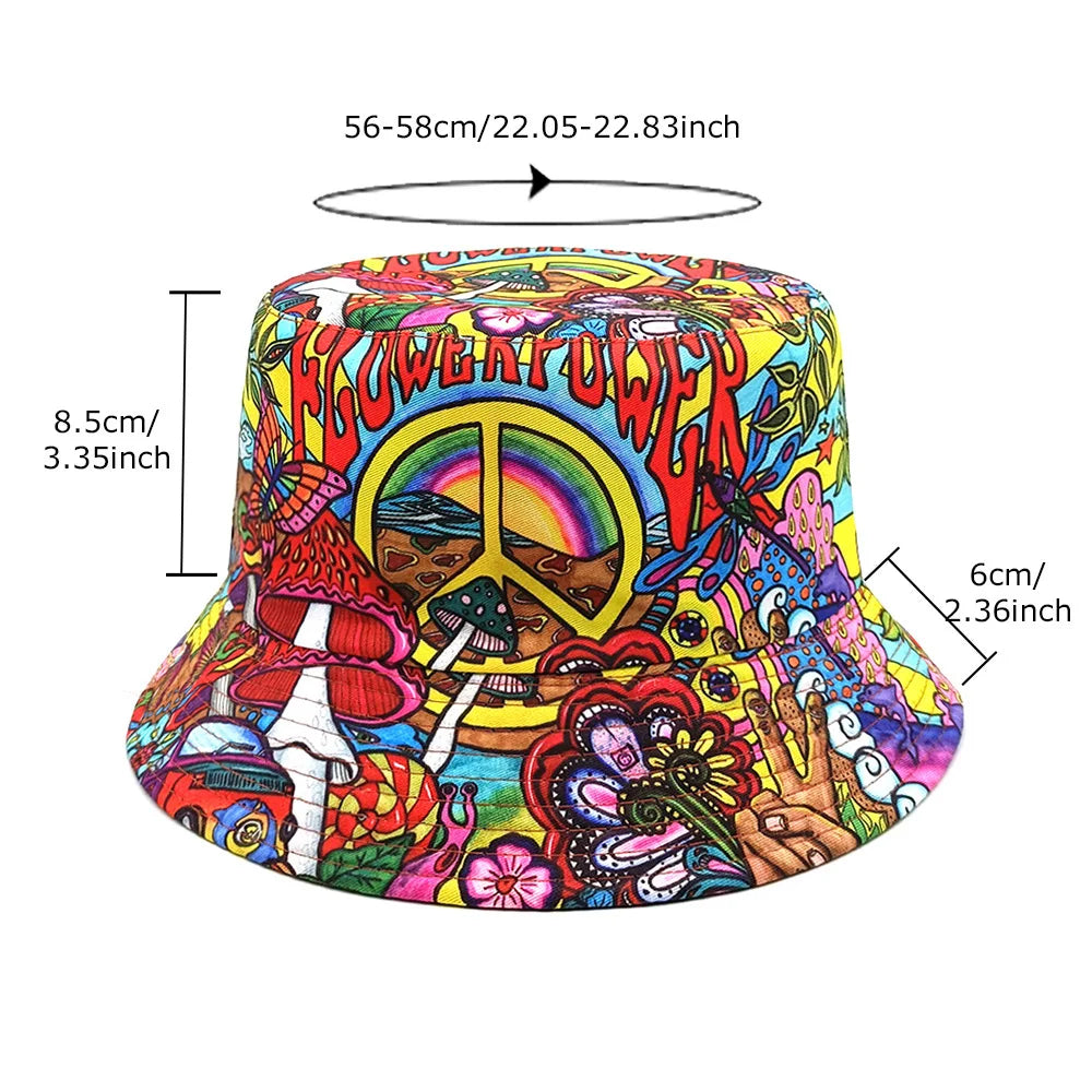 Retro 70s Psychedelic Graffiti Bucket Hat