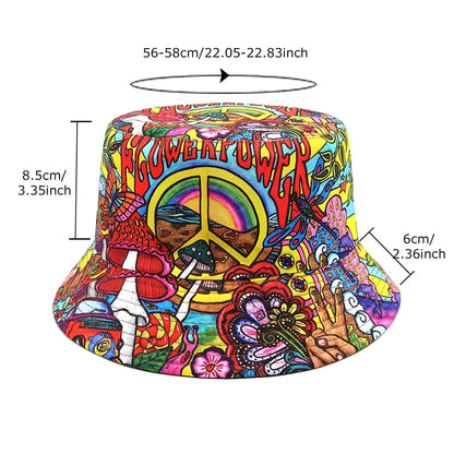 Retro 70s Psychedelic Graffiti Bucket Hat