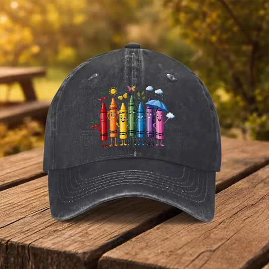 Cartoon Colored Crayon For Man Print Baseball Cap