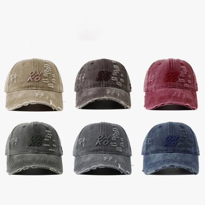 Retro Unisex Washed Distressed Baseball Cap Golf Cap, American Embroidery Ripped Dad Hat