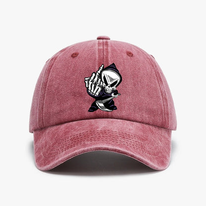 Skull Middle Finger Print Baseball Cap