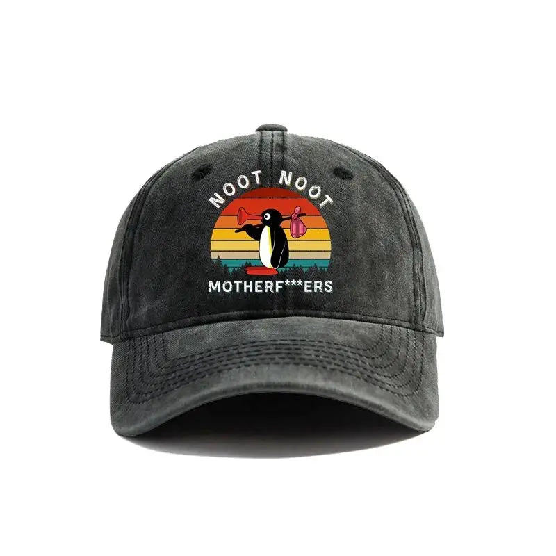 Noot Noot Pingu Distressed Baseball Cap Angry Pingu