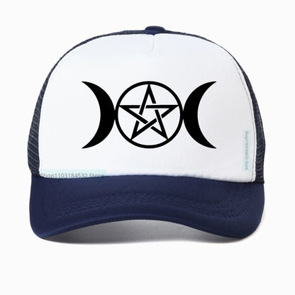 Triple Moon Goddess Wicca Pentacle Cartoon Baseball Cap