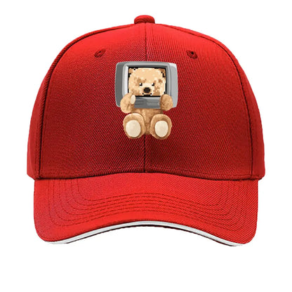 Kawaii Pixel Bear Computer Screen Cute Retro Art Baseball Cap