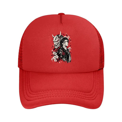 Monochrome Oni Gentleman Floral Port Mesh Baseball Cap
