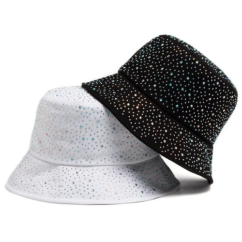 Summer Women Bucket Hat Fashion Colorful Rhinestones Cap For Ladies