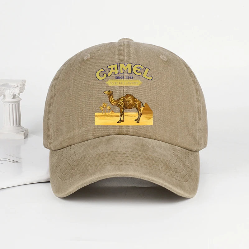 Vintage “Camel” Desert Scene Print Washed Baseball Cap