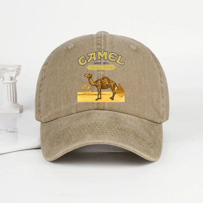 Vintage “Camel” Desert Scene Print Washed Baseball Cap