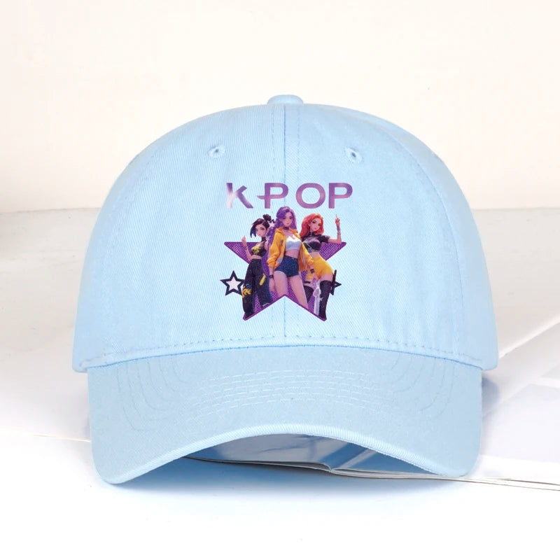 K-POP Cartoon Girl Group Star Print Soft-Peak Baseball Cap