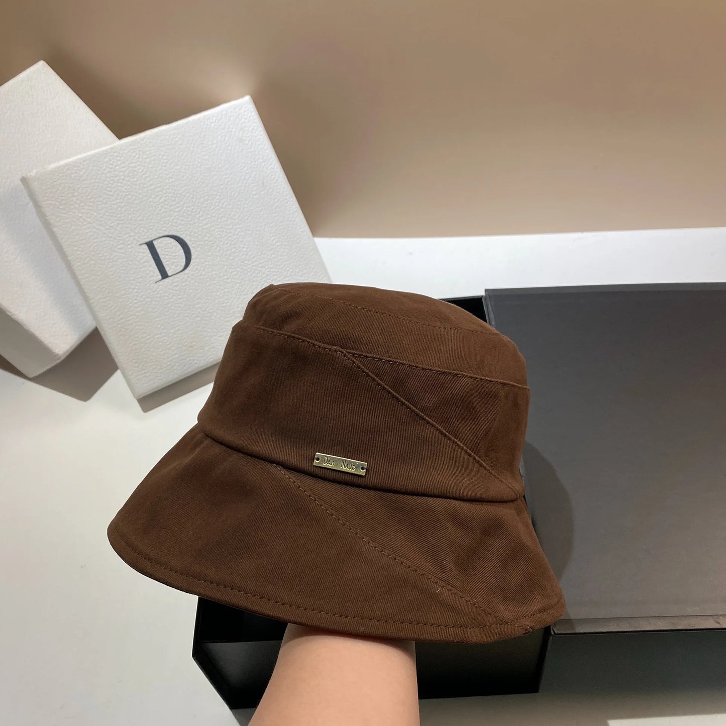 Simple Style Metal Logo Bucket Hats For Women