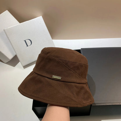 Simple Style Metal Logo Bucket Hats For Women