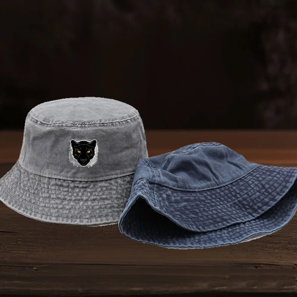 Featuring a Stylish Black Panther Head Print Design Bucket Hat