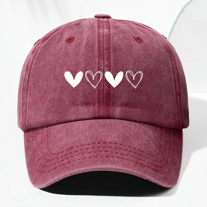 Unisex Retro Baseball Cap With Heart-Shaped Pattern