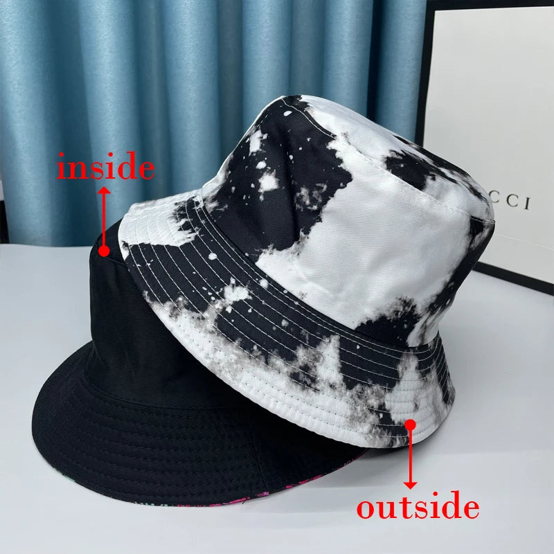 2024 New Bucket Hats Letter Embroidered Double-sided Fisherman
